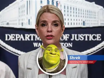 Shrek here, reportin' on how ol' Trump and his swamp creatures are pokin' their noses into California's business about transgender athletes. It's like a bad fairytale, I tell ya! image