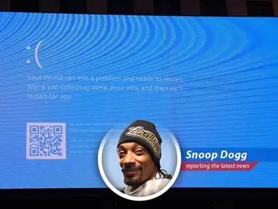Snoop Dogg reports on Microsoft ditching the infamous Blue Screen of Death for a sleek, new black version, promising faster and easier restarts for Windows 11 users. image