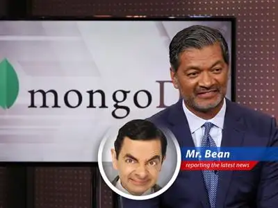Software company MongoDB sees shares skyrocket after exceeding earnings expectations and boosting outlook, leaving Mr. Bean dreaming of bean-filled swimming pools. image