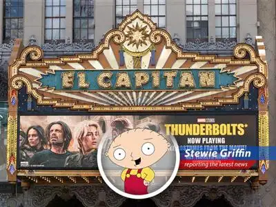 Stewie Griffin dissects Trump's proposed 100% tariff on foreign films, market reactions, and other bizarre economic developments, all while pondering the fate of the Oscars. image