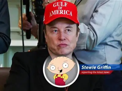 Stewie Griffin reports on the clash between Elon Musk and Donald Trump over a massive spending bill, complete with satire, witty remarks, and a healthy dose of Stewie's signature cynicism. image