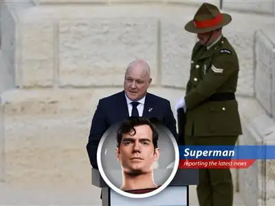 Superman reports on Australia and New Zealand's fight to protect their film industries from potential US tariffs, offering a bird's-eye view (and a super-powered chuckle) on the situation. image
