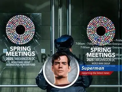 Superman reports on the IMF's revised growth projections for major Asian economies in 2025, highlighting trade tensions and policy uncertainties, while throwing in some satirical takes and heroic analogies. image