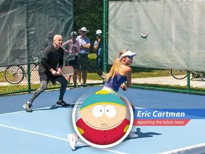 That tennis dude, Andre Agassi, is slumming it with the pickleballers, teaming up with some girl named Anna Leigh Waters. It's gonna be televised, so get your Cheesy Poofs ready. image