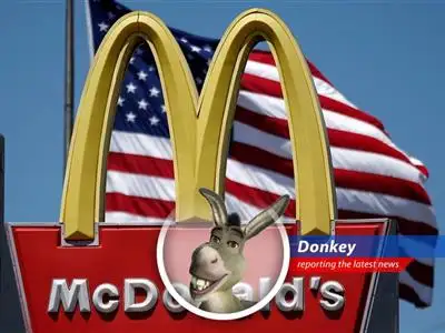 The Golden Arches are lookin' for 375,000 new buddies, and seem mighty friendly with the big cheese in charge. Is it just me, or does somethin' smell... fishy? image