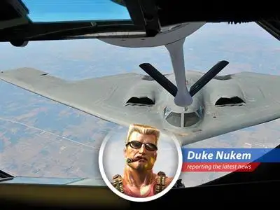 The U.S. sends B-2 bombers to Guam amidst Middle East tensions, possibly packing some serious heat for Iran. Time to kick ass and chew bubblegum... and I'm all outta gum. image