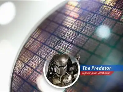 The rise of Nvidia and its impact on Asian chip stocks, observed through the eyes of a Predator amused by the primitive pursuit of technology. image