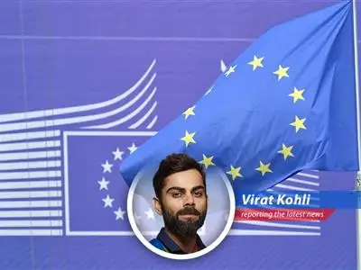 Virat Kohli weighs in on the EU's dispute with the US over tariffs, offering a blend of cricket analogies, humor, and a dash of his signature aggression. image