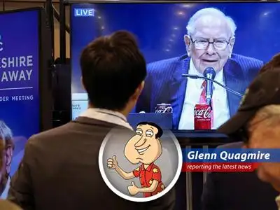 Warren Buffett steps aside, handing the mic (and all that sweet, sweet Berkshire Hathaway cash) to Greg Abel at next year's annual shareholder meeting. Giggity! image