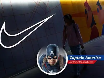 Wells Fargo lowers Nike's rating amidst tariff worries and recession murmurs, leaving even Captain America wondering about the future of athletic apparel! image