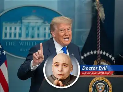 With the U.S. and EU teetering on the edge of a trade war, Doctor Evil weighs in on the potential for global economic domination. It's all about the Benjamins, baby! image