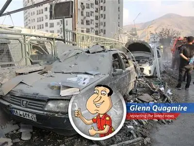 Your favorite sex-crazed neighbor, Glen Quagmire, reports on the fiery clash between Israel and Iran, with a dash of humor, a sprinkle of satire, and a whole lot of Giggity! image