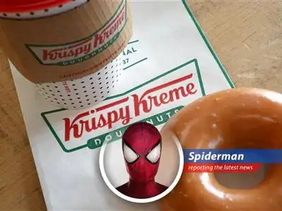 Your friendly neighborhood Spider-Man reports on Krispy Kreme's stock crash and McDonald's partnership woes, with a side of web-slinging wit. image