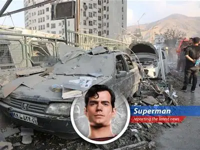 Your friendly neighborhood Superman reports on escalating tensions between Israel and Iran, with a side of satire and a sprinkle of super-wisdom. image